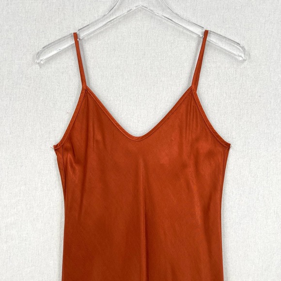 ENZA COSTA Dress Womens XS 0 Rust Satin Bias Slip Maxi Spaghetti Strap NWOT - Picture 5 of 16